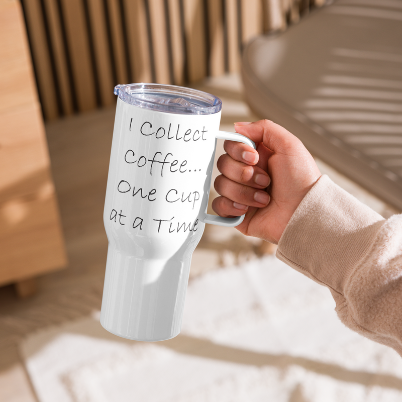 Coffee collector travel mug with a handle