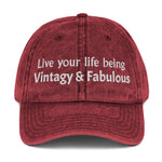 Vintage Cotton "Live Your Life" Cap White Text/Dark Cap