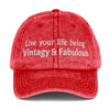 Vintage Cotton "Live Your Life" Cap White Text/Dark Cap